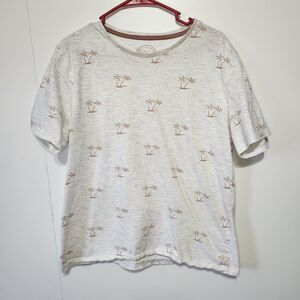 Denim & Flower Ricky Singh Palm Tree Tropical T-Shirt White Short Sleeve XL